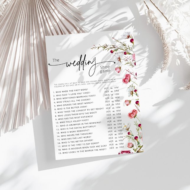 Carte Élégant Rose Fleur sauvage Mariage jeu de chaussur (Créateur téléchargé)