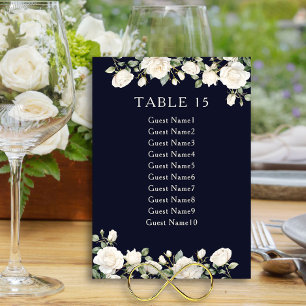 Carte Élégant Rose floral bleu foncé Tableau de siège