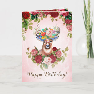 Carte Élégant Rose floral doux et rose Cher anniversaire