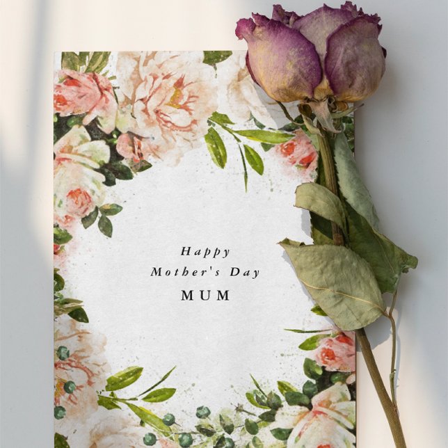 Carte Élégant Rose Floral Romance Photo Fête des Mères (Créateur téléchargé)