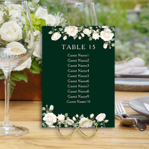 Carte Élégant Rose floral vert foncé Tableau de sièges