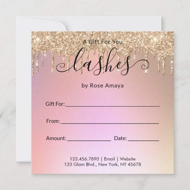 Carte Élégant Rose Gold Parties scintillant Drift Certif (Devant)