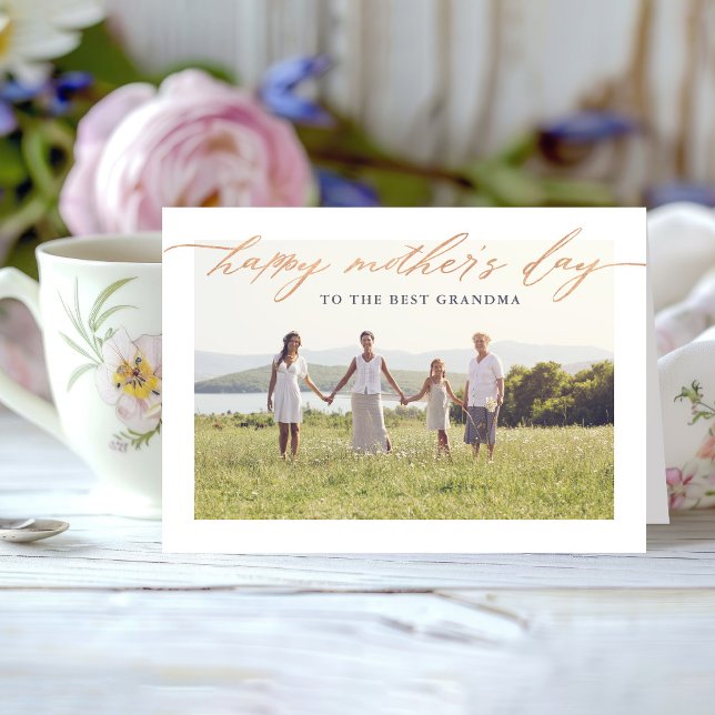 Carte Élégant Rose Gold Script Mère's Day Photo (Créateur téléchargé)