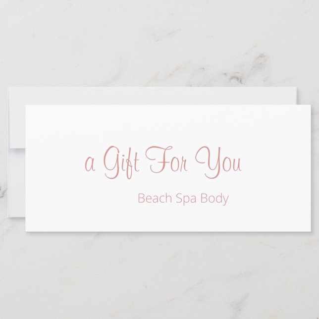 Carte Élégant Rose Gold White Spa certificat cadeau Salo (Devant)