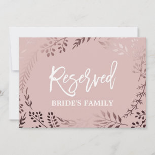 Carte Élégant Rose or et Mariage rose "Réservé" Signal