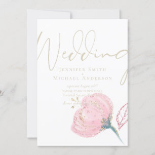 Carte Élégant Rose or moderne Mariage Étincelle