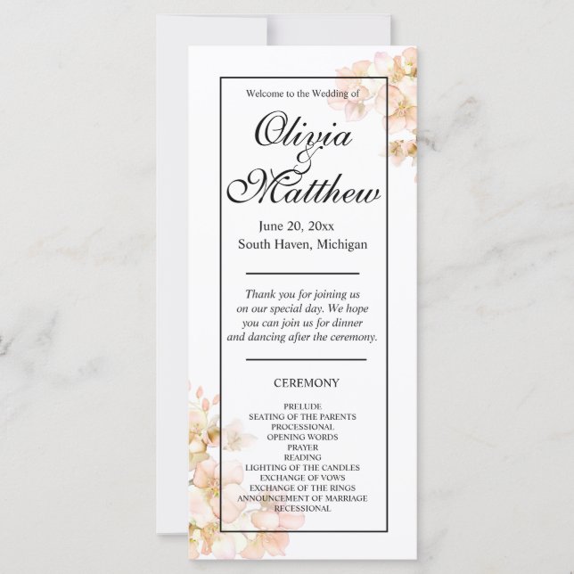 Carte Élégant rose Orange fleurs florales élégant script (Devant)