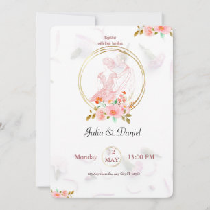 Carte Elégant rose rose rose florale peinture aquarelle