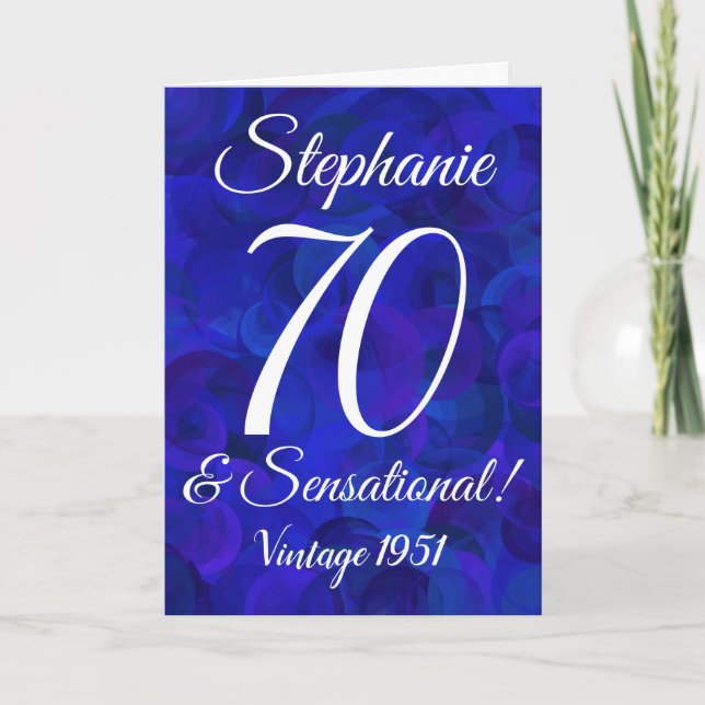 Carte Elégant Royal Blue 70 et Anniversaire sensationnel (Devant)