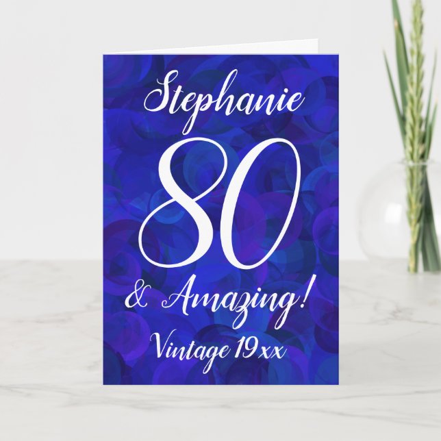 Carte Elégant Royal Blue 80 et anniversaire Extraordinai (Devant)