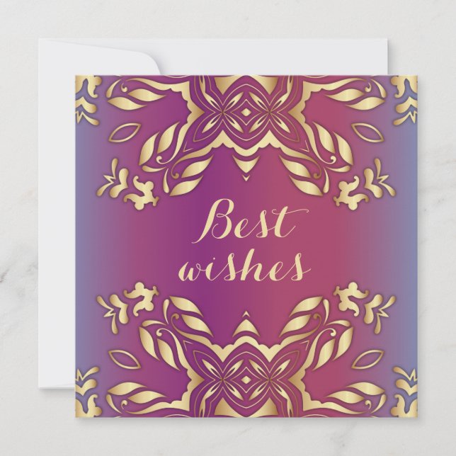 Carte Élégant Royal Gold Et Purple Meilleurs Voeux (Devant)