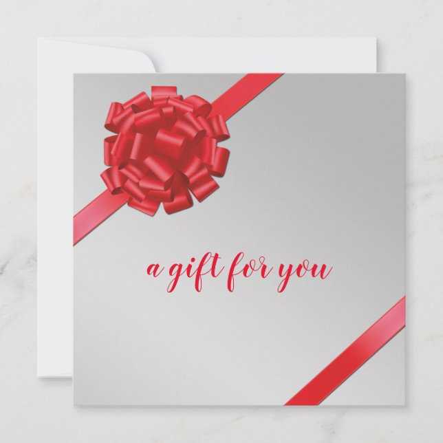Carte Élégant ruban rouge avec emballage cadeau Bow (Devant)