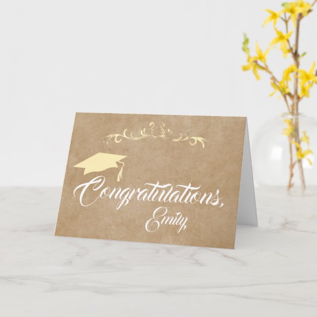 Carte Elégant Rustic Félicitations Diplômé (Fleur jaune)