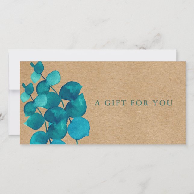 Carte Élégant Rustique Eucalyptus Feuille certificat cad (Devant)