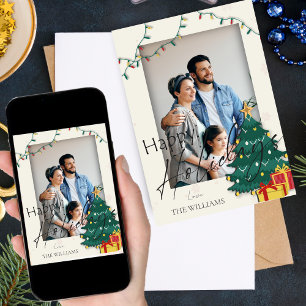 Carte Élégant sapin de Noël étoile photo Joyeuses fêtes