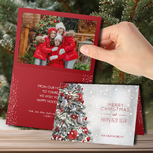 Carte Élégant sapin de Noël Plié Photo