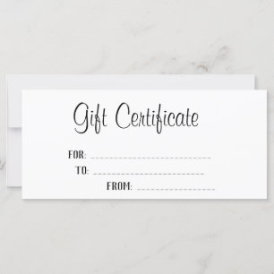 Carte Élégant script blanc Certificat cadeau personnalis