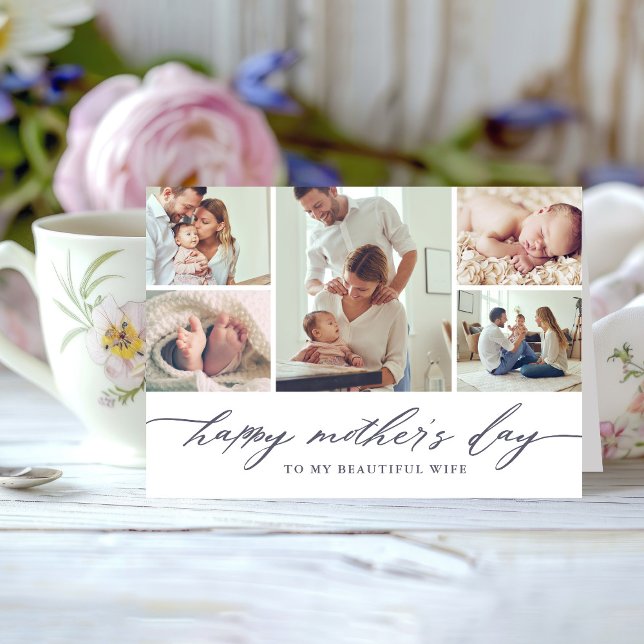 Carte Élégant script Fête des Mères Photo Collage (Créateur téléchargé)