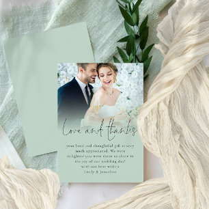Carte Élégant Script Love Merci Photo Sage Mariage