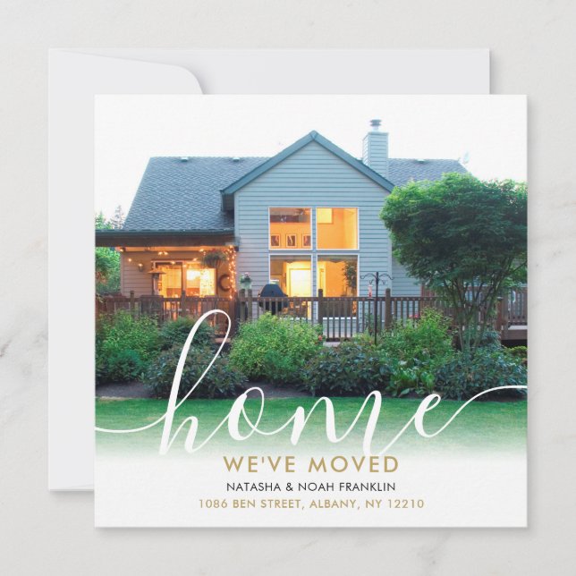 Carte Élégant Script Script Nouveau Home Photo Faire-par (Devant)