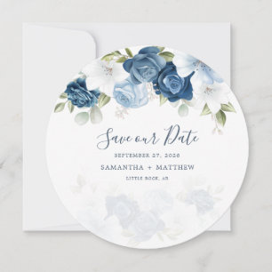 Carte Élégant Script Watercolor Flowers Enregistrer notr