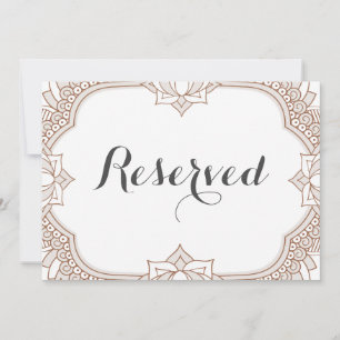 Carte Élégant signe réservé Mehndi