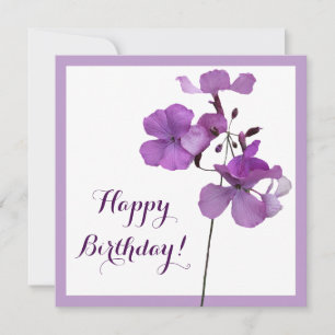 Carte Elégant simple Joyeux Anniversaire joli violet fle