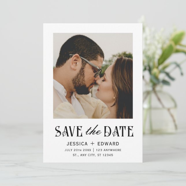 Carte Élégant Simple Moderne Minimal Script Photo Chic (Debout devant)