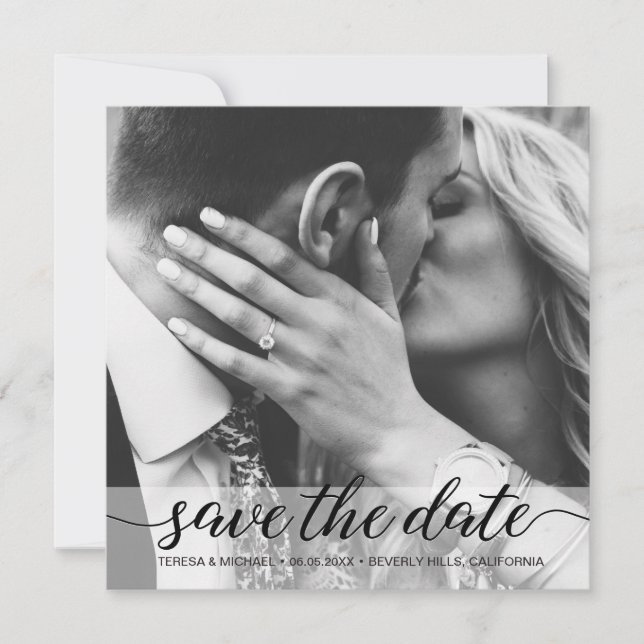 Carte Élégant Simple Photo Save the Date Mariage (Devant)