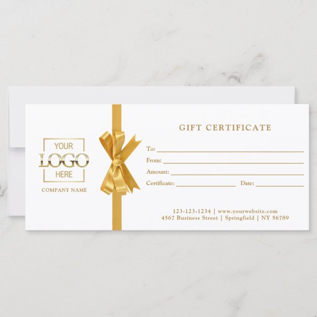 Carte Elegant Simple White Business Gift Certificate (Devant)