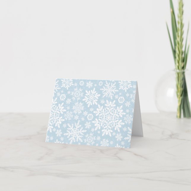 Carte Élégant Snowflakes blanc (bleu givre) (Devant)