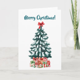Carte Elegant Snowy Christmas Tree White