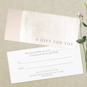 Carte Élégant Spa de jour Pink Marble Salon Certificat c