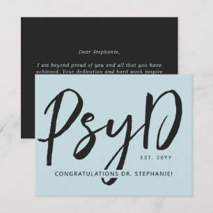 Carte Élégant sur mesure PsyD Docteur en psychologie Mod