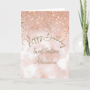 Carte Élégant Sweet 16 Anniversaire Rose Gold Sparkle