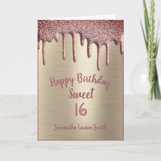 Carte Élégant Sweet 16 Anniversaire Rose Parties scintil (Devant)