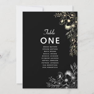 Carte Élégant tableau de sièges Mariage noir