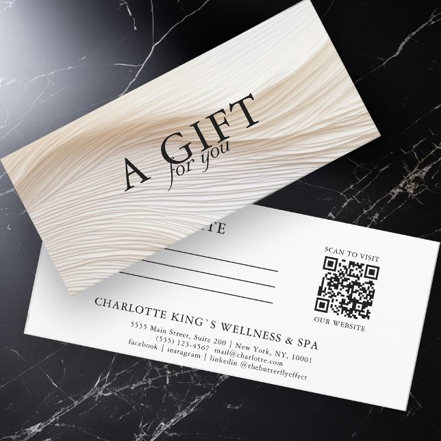 Carte Élégant, Vagues, Salon, Code QR, Certificat cadeau (Créateur téléchargé)
