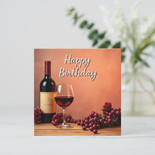 Carte Élégant vignoble Joyeux Anniversaire Vin et raisin