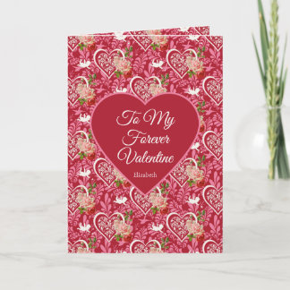 Carte Elegant Vintage Cupid & Red Rose Valentine’s Day