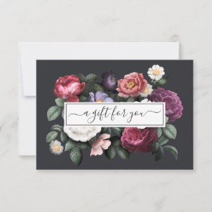 Carte Élégant Vintage floral foncé Certificat cadeau