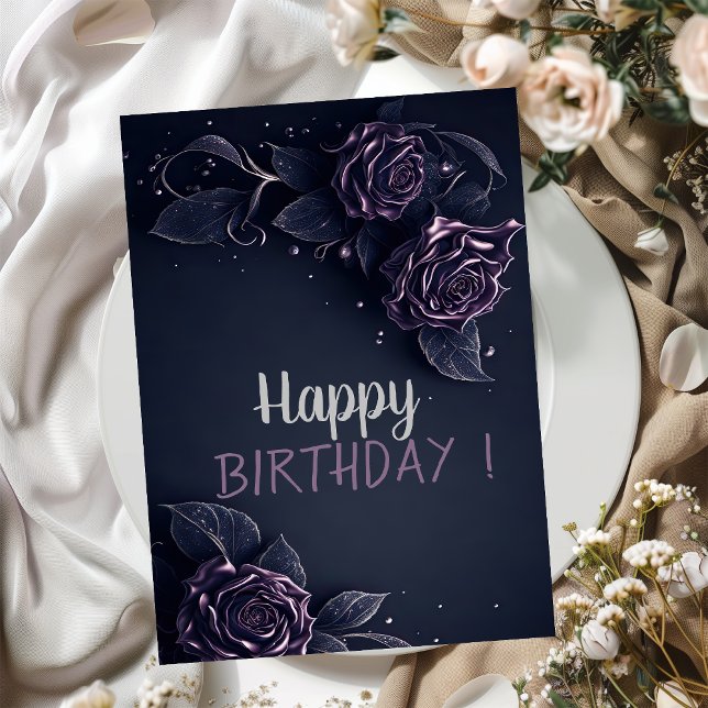 Carte Élégant violet Rose gothique Anniversaire (Créateur téléchargé)
