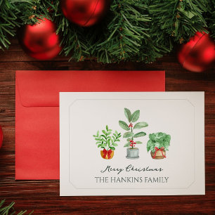 Carte Élégante aquarelle Botanique Plier Noël