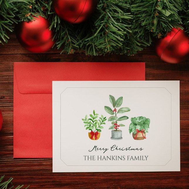 Carte Élégante aquarelle Botanique Plier Noël (Créateur téléchargé)