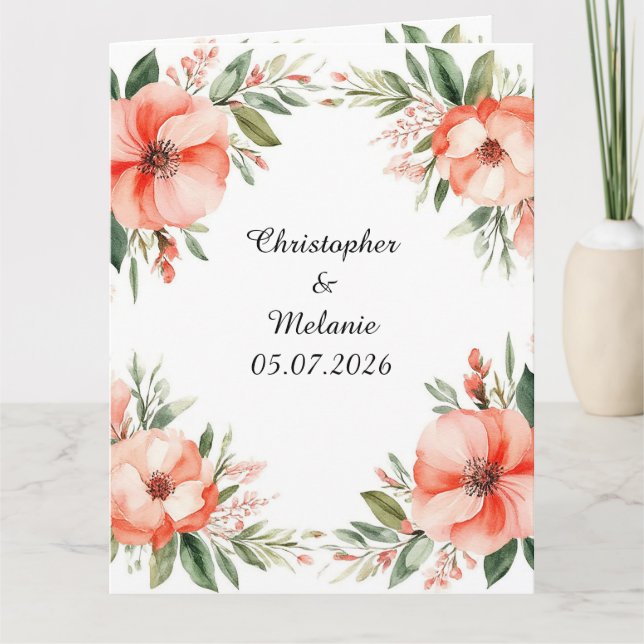 Carte Elégante aquarelle cadre floral (Devant)