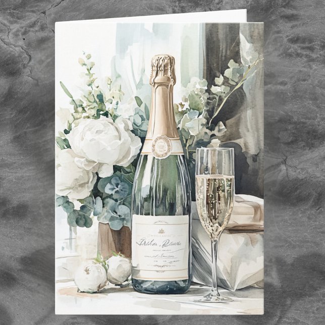 Carte Elégante aquarelle Champagne Bonne Anniversaire (Créateur téléchargé)