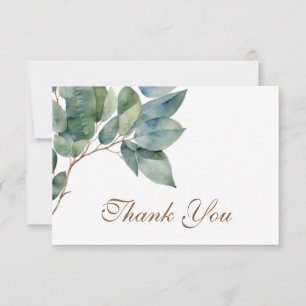 Carte Elégante aquarelle de verdure dorée merci