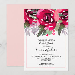 Carte Elégante aquarelle Floral Douche nuptiale Invitati