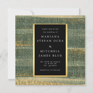 Carte Élégante brosse verte avec or et noir