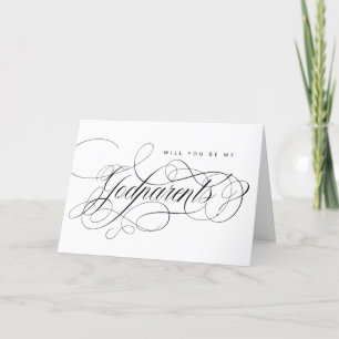 Carte Élégante calligraphie Godparents Proposition